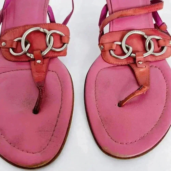 Coach Y2K Vintage Pink Leather Strappy Sandal Kitten Heels Pumps Women's Size 9 - Picture 4 of 12